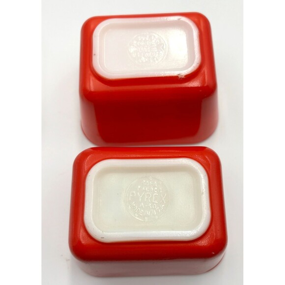 VTG Glass Food Saver - Small Refrigerator Dish w/Lid Square + 2 Pyrex Containers - Picture 6 of 9